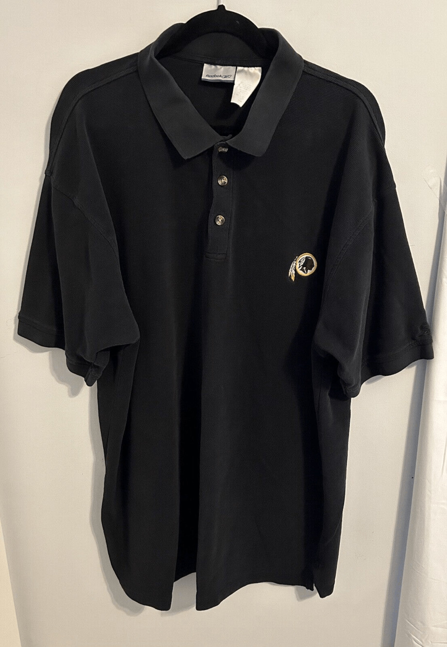 Vintage Washington Redskins Reebok Knit Polo Shirt Black Sz 2XL XXL